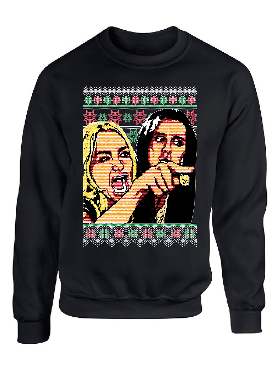 Adult Sweatshirt Women Yelling at Cat Meme Humor Ugly Xmas Memes