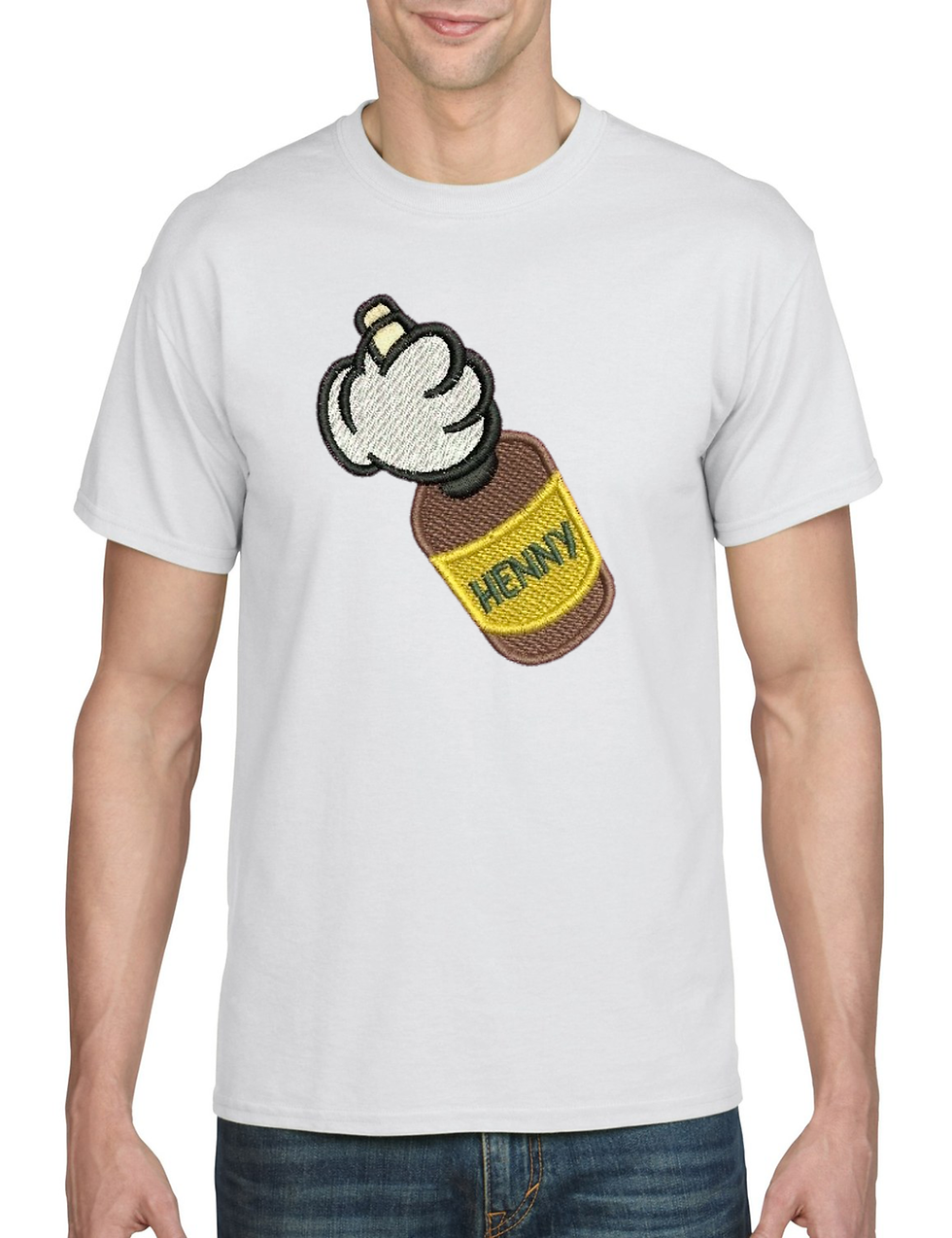 Adult Hoodie Mickey Hands Henny Embroidered Men's Tshirt