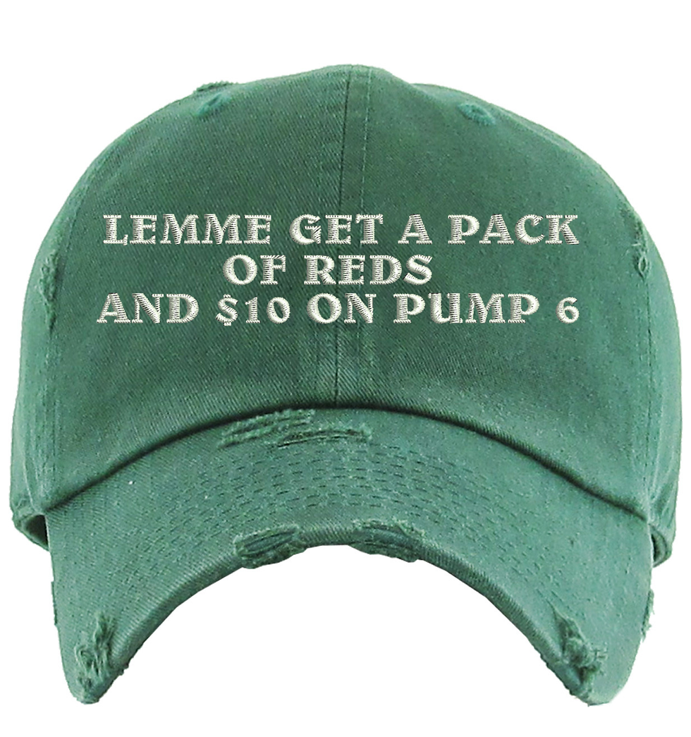 Lemme Get a Pack of Reds and 10 on Pump 6 Hat Embroidered Distressed Dad Hat