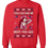 Red Christmas sweater with a design featuring a woman and the text 'You Can Take Me Hot-To-Go'