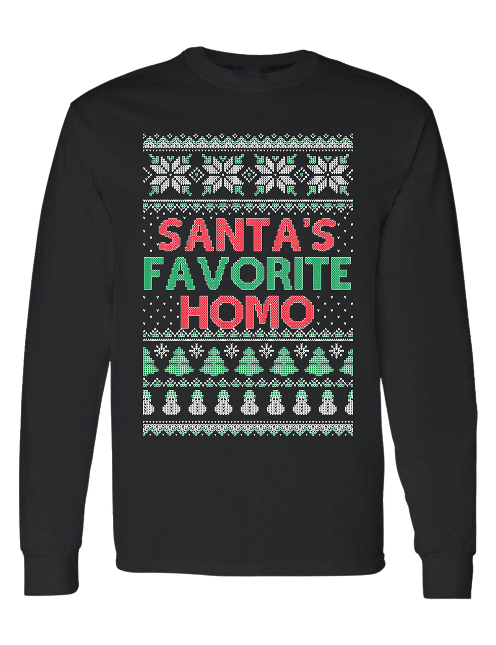 Santa s Favorite Gay Ugly Christmas Sweater LGBTQ Xmas Long Sleeve