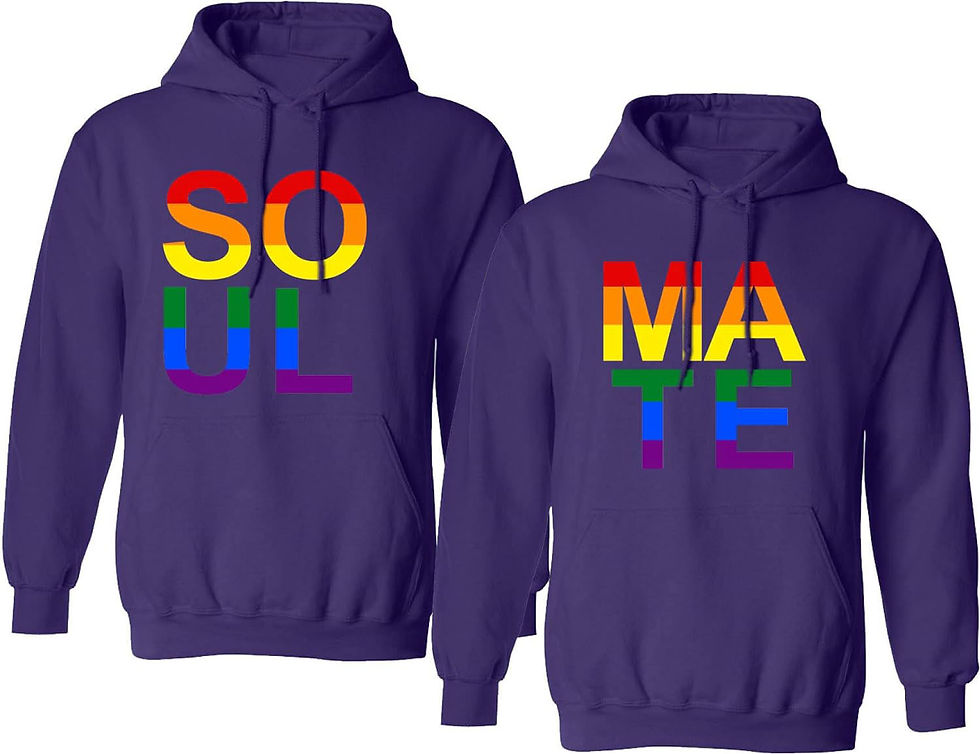 Set of 2 Men's Hoodie Soul Mate Couple Gay Gifts Love Pride Sweatshirts