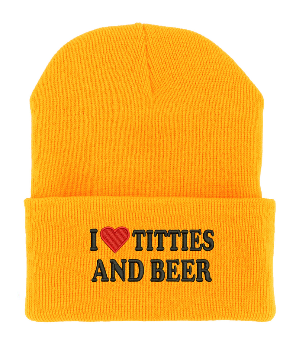 I Love Tties and Beer Beanie Hat Funny Embroidered Winter Drinking Cap