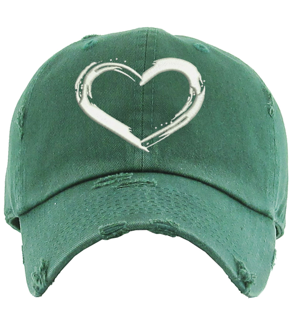 Heart Hat Simple Love Distressed Embroidered Dad Hat