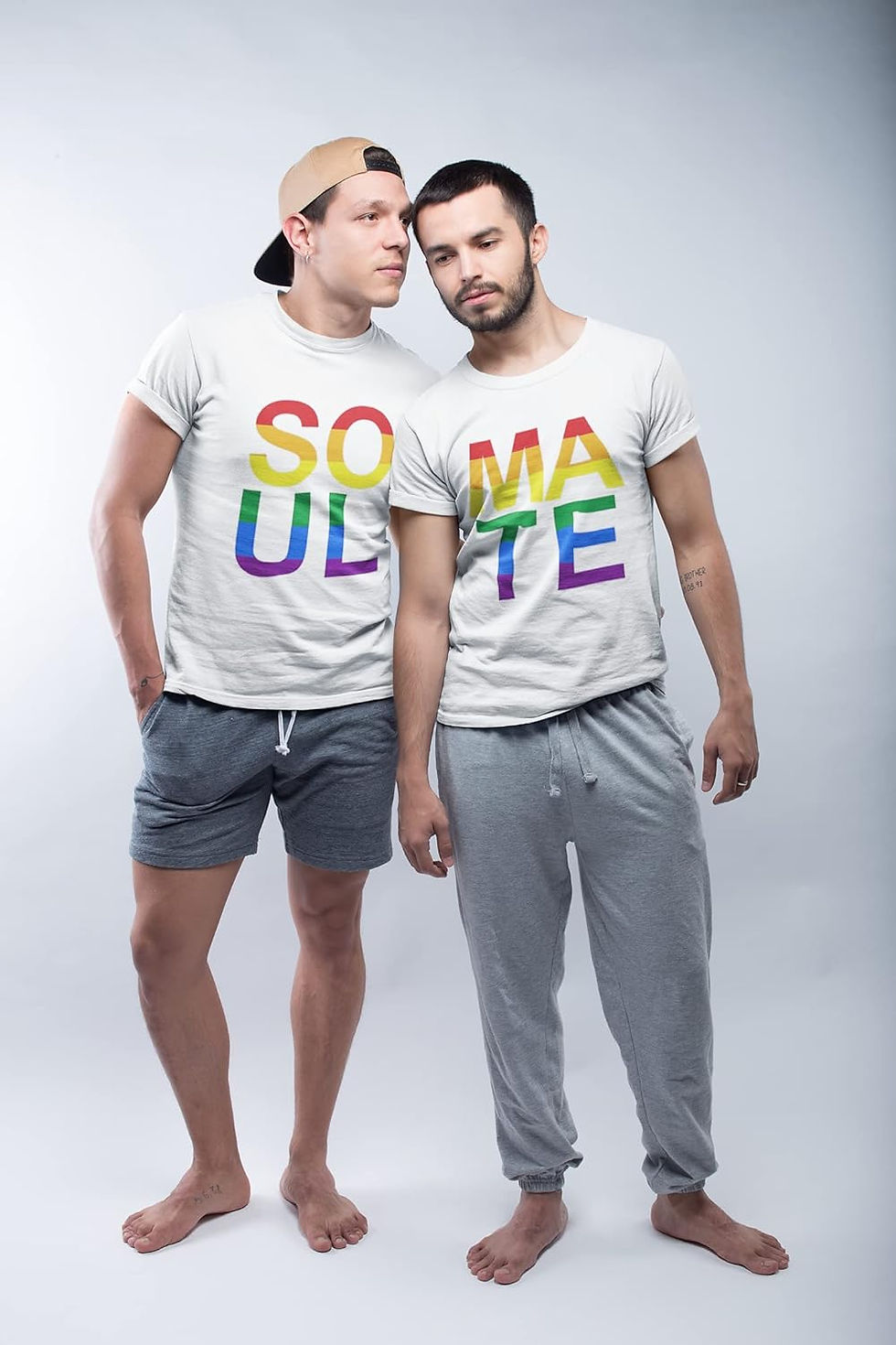 Set of 2 Men's T Shirt Soul Mate Couple Gay Pride Love Shirts