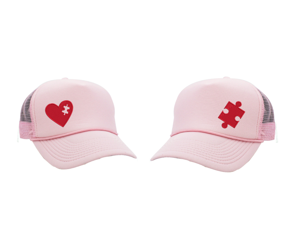 Puzzle Heart Piece 2 Pcs Embroidered Trucker Hat for Couples