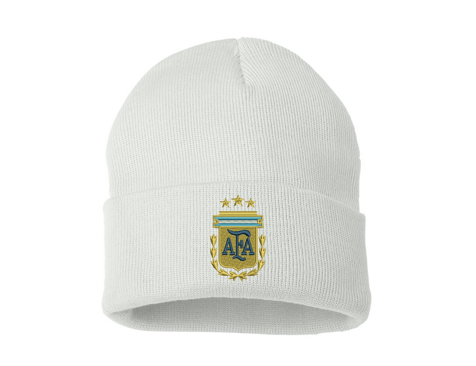 Argentina Soccer Beanie Embroidered Hat Federacion Argentina De Futbol Knit Cap