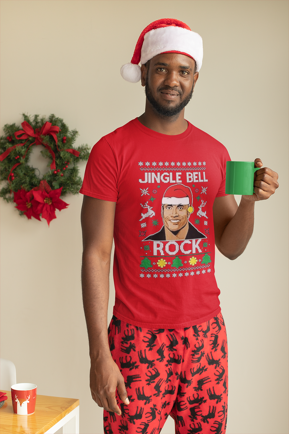 Men's T Shirt Jingle Bell Rock Trendy Ugly Christmas Shirt Cool Xmas Gift