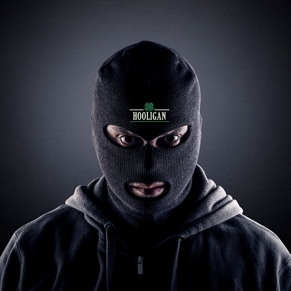 Irish Hooligan Embroidered St Patricks Three Hole Mask Knit Shamrock Balaclava