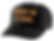 Black trucker hat with orange embroidery that reads 'Don't be a dick'.