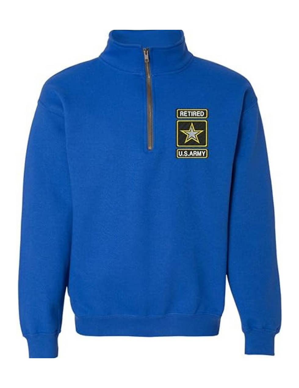 Adult Zip Collar Sweatshirt US Army Embroidered Military USA Army