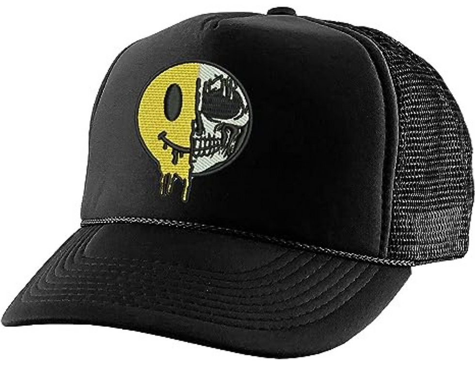 Thumbnail: Skeleton Zombie Smiley Face Trucker Hat Adult Baseball Cap Adjustable Snapback