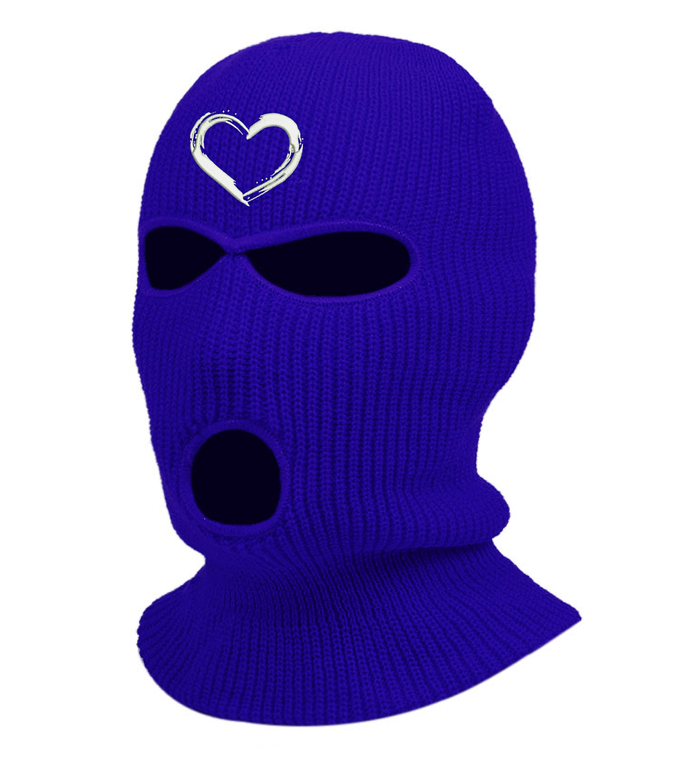 Heart Hat Simple Love Embroidered Three Hole Mask Knit Sport Balaclava
