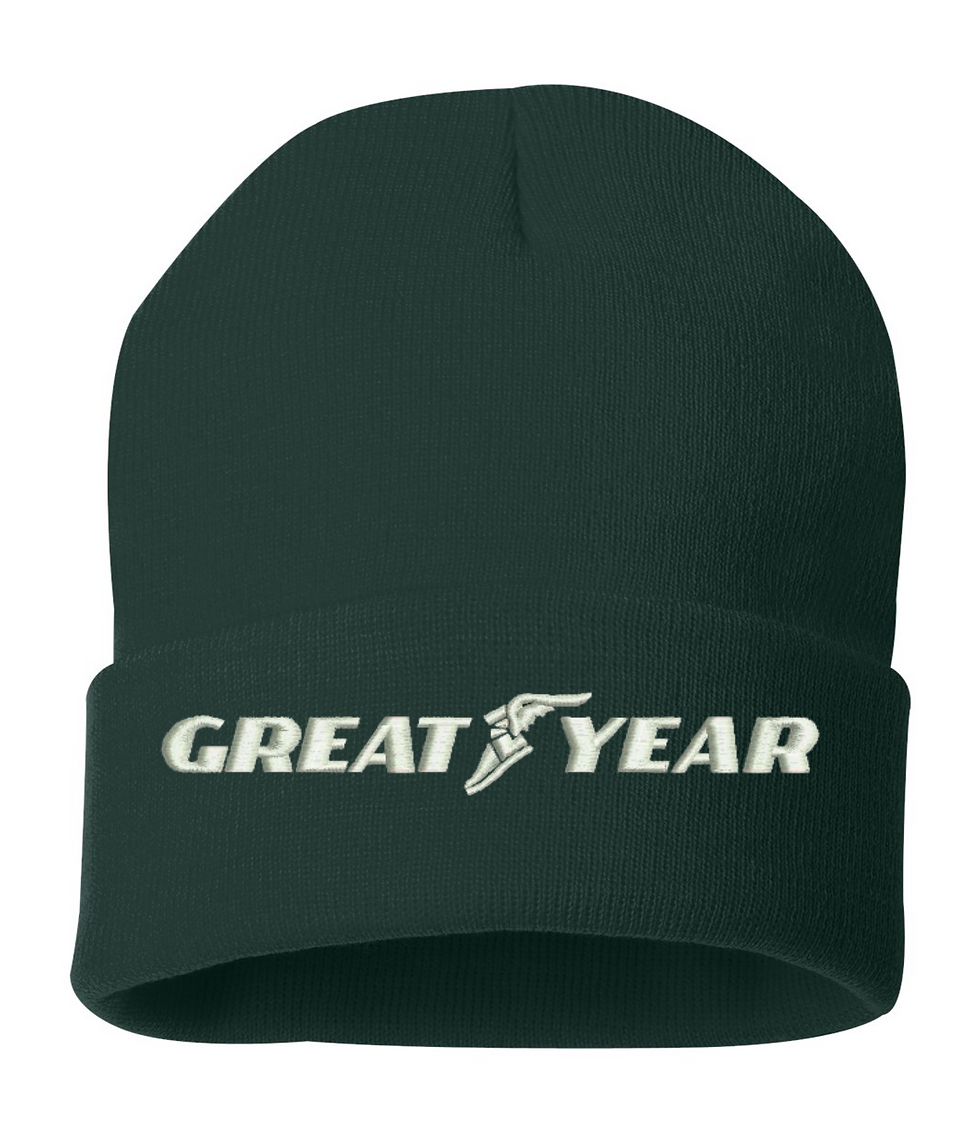 Green Great Year embroidered adjustable cotton cap