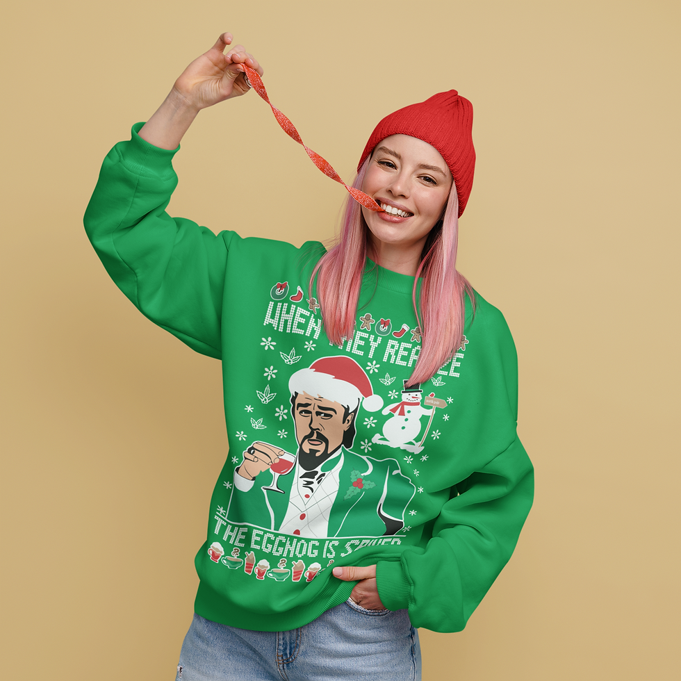 When they Realize the Eggnog is Spiked Ugly Christmas Sweater Leo Laughing Dank