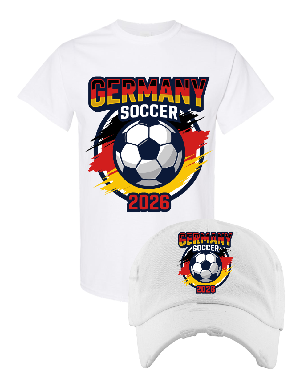 Germany Ball Soccer Men's T Shirt and Dad Hat Set