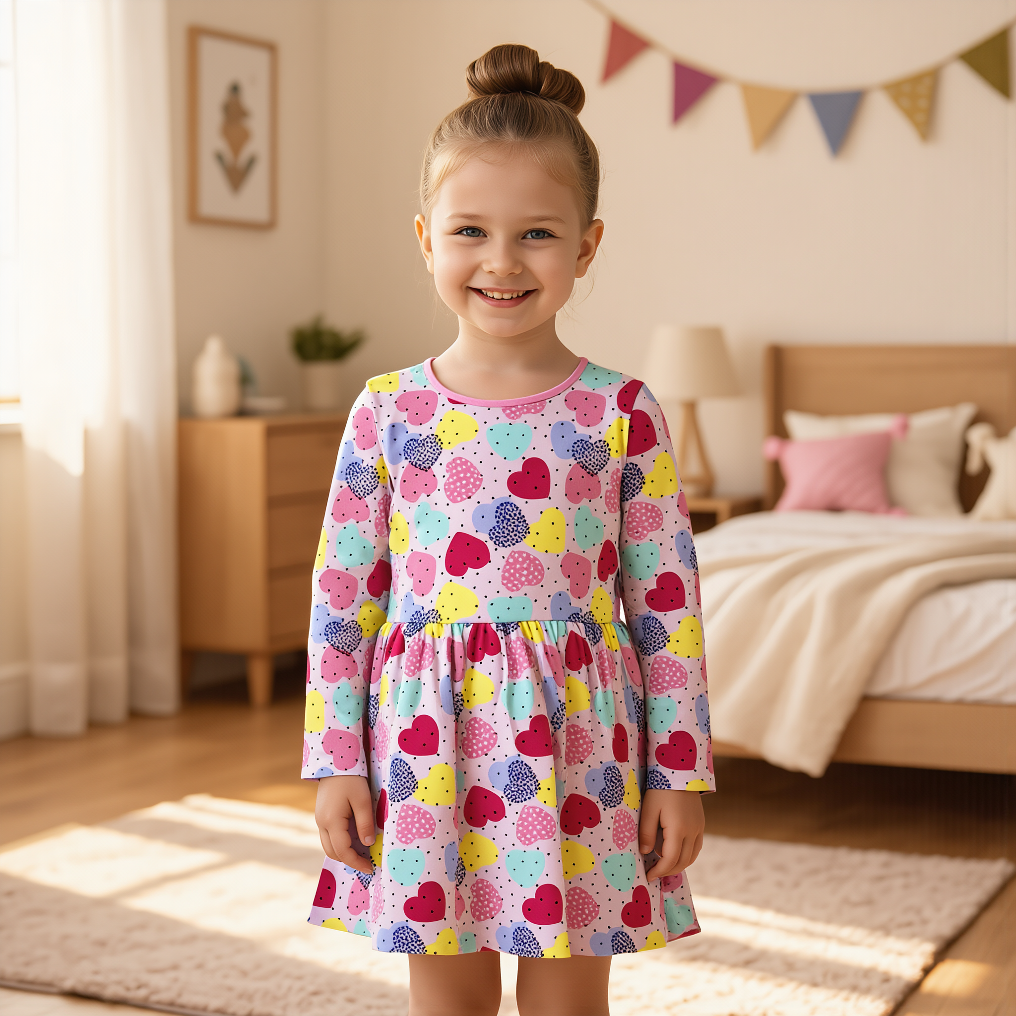 F&F long-sleeved  heart pattern dress