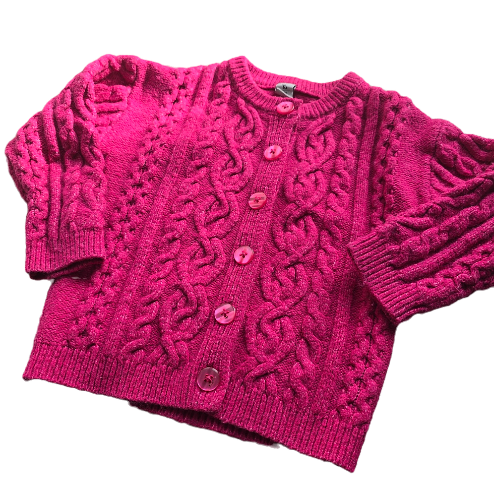 Thumbnail: Tu Kids' Fuchsia Pink Chunky Cable-Knit Cardigan - Age 3-4 Years