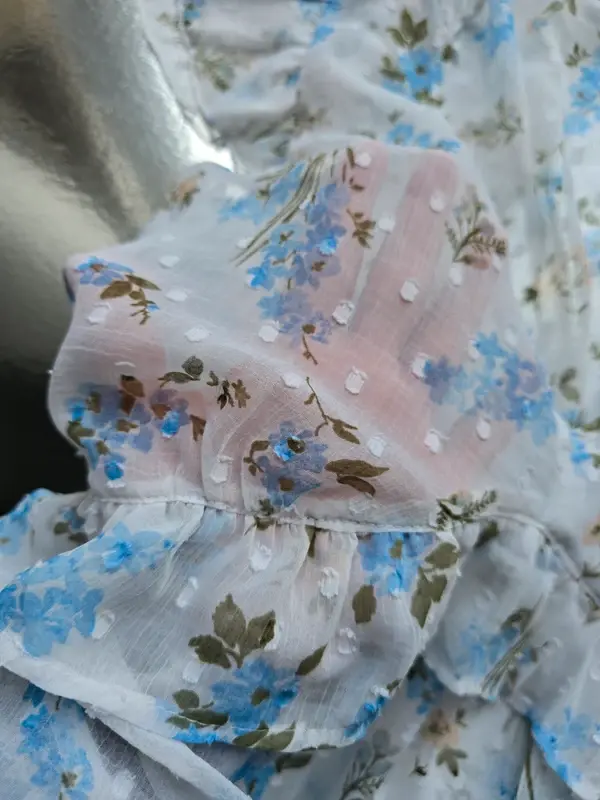 Thumbnail: Stradivarius Women's White and Blue Blouse