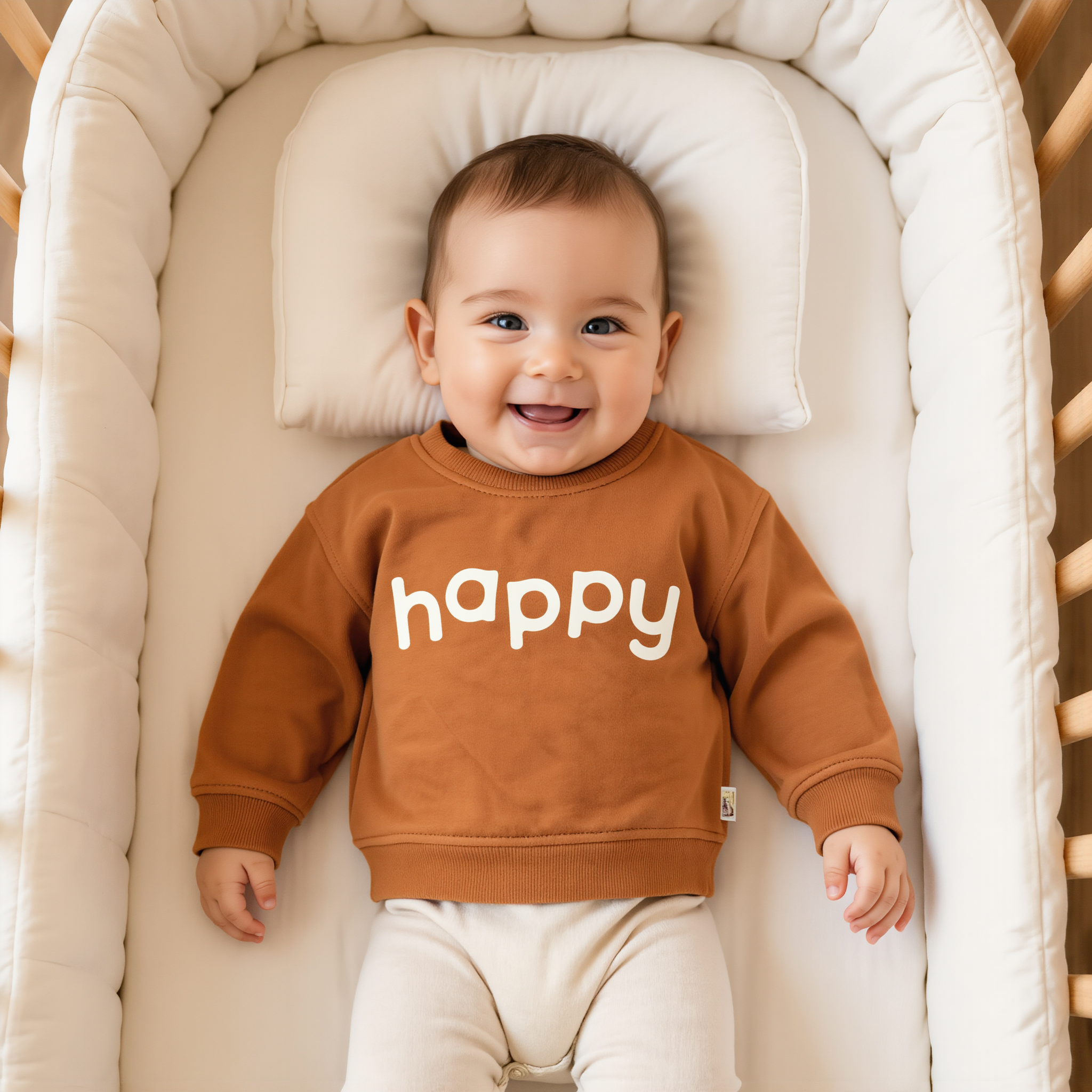 Maybe Baby "Happy" Rust Cotton Sweatshirt
