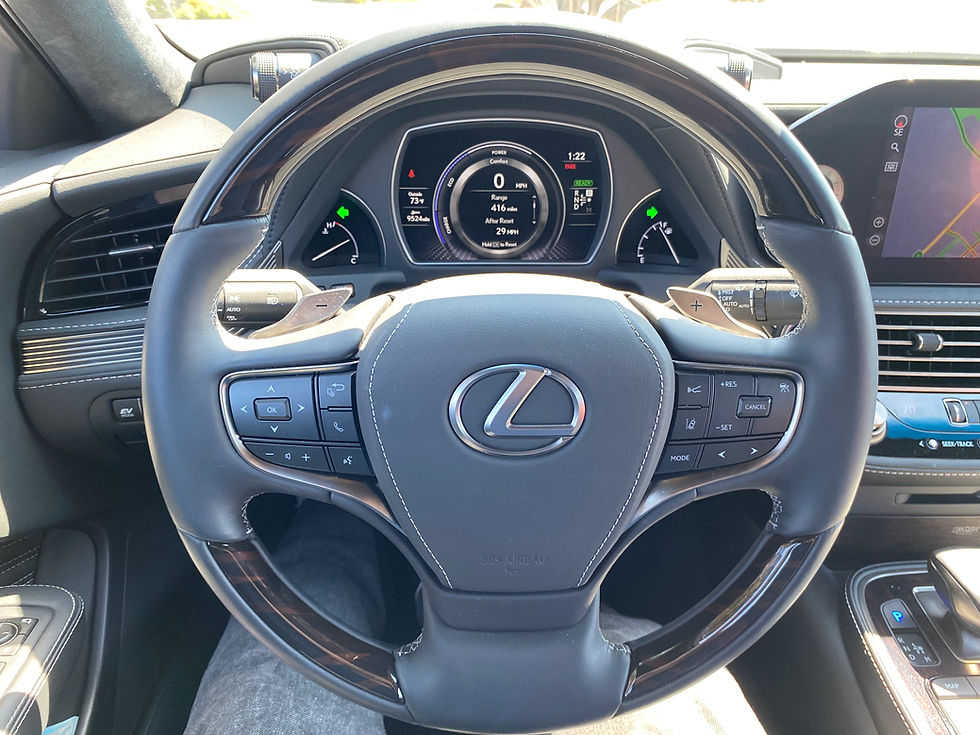 2021 Lexus LS 500h steering wheel and gauge cluster