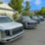 Four 2026 Hyundai Palisade Calligraphy SUVs parked facing the camera