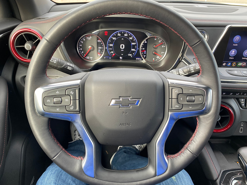 2021 Chevrolet Blazer RS AWD steering wheel and gauge cluster