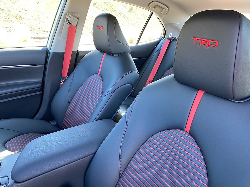 2021 Toyota Camry TRD V6 front seat detail