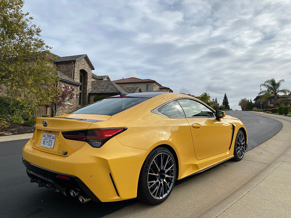 2021 Lexus RC F rear 3/4 view