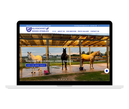 Bluebonnet Riding Stables Website Design by Equine Web Designer