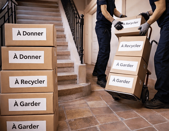 Débarras à Cavaillon : tri sur place et évacuation en escalier (maison, appartement)