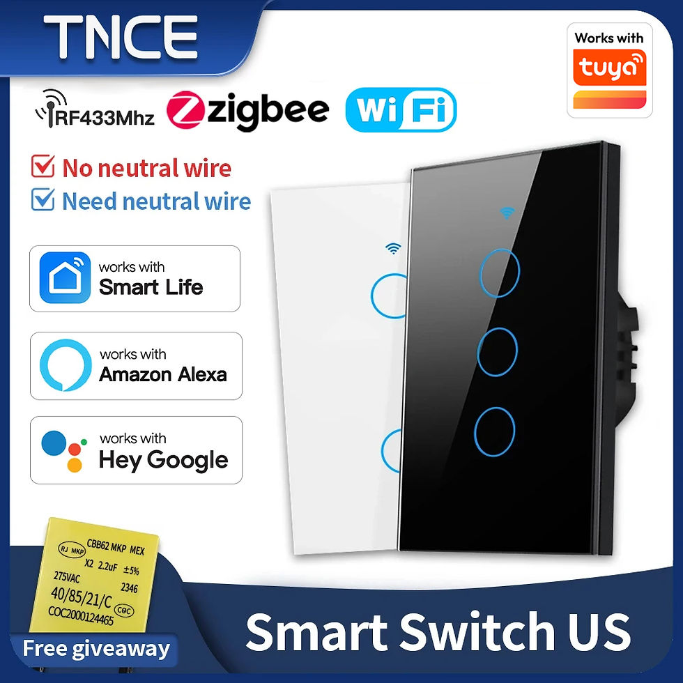 Thumbnail: TNCE Tuya US Switch wifi zigbee, 1/2/3/4 gang, No-Neutral/Wire LED light control