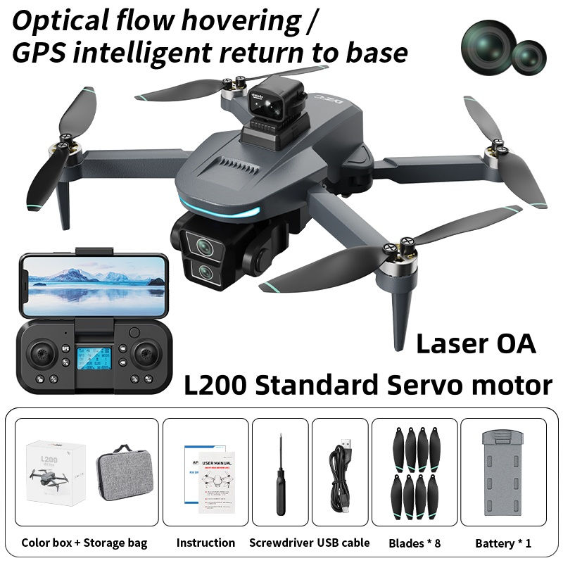 Miniatura: New L200 Plus GPS Drone Factory 4K Professional HD Dual Lens 3-Axis Gimbal 360°