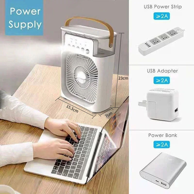 Miniatura: 3 In 1 New Fan AIr Conditioner Household Small Air Cooler LED Night Light Portab
