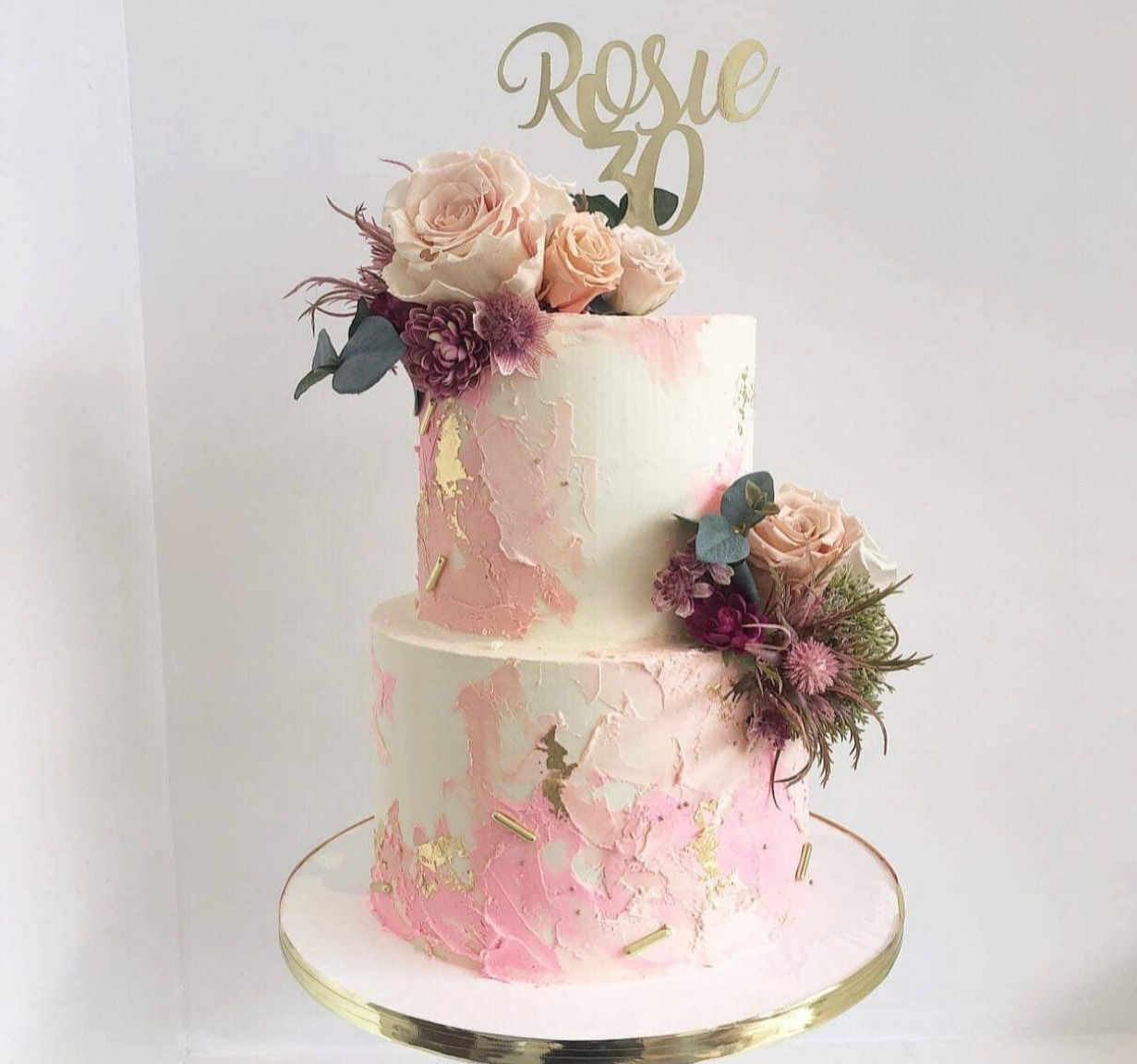 Metallic Floral Birthday Cake