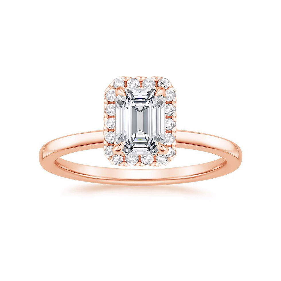 Thumbnail: "LIZZIE" EMERALD DIAMOND HALO ENGAGEMENT RING