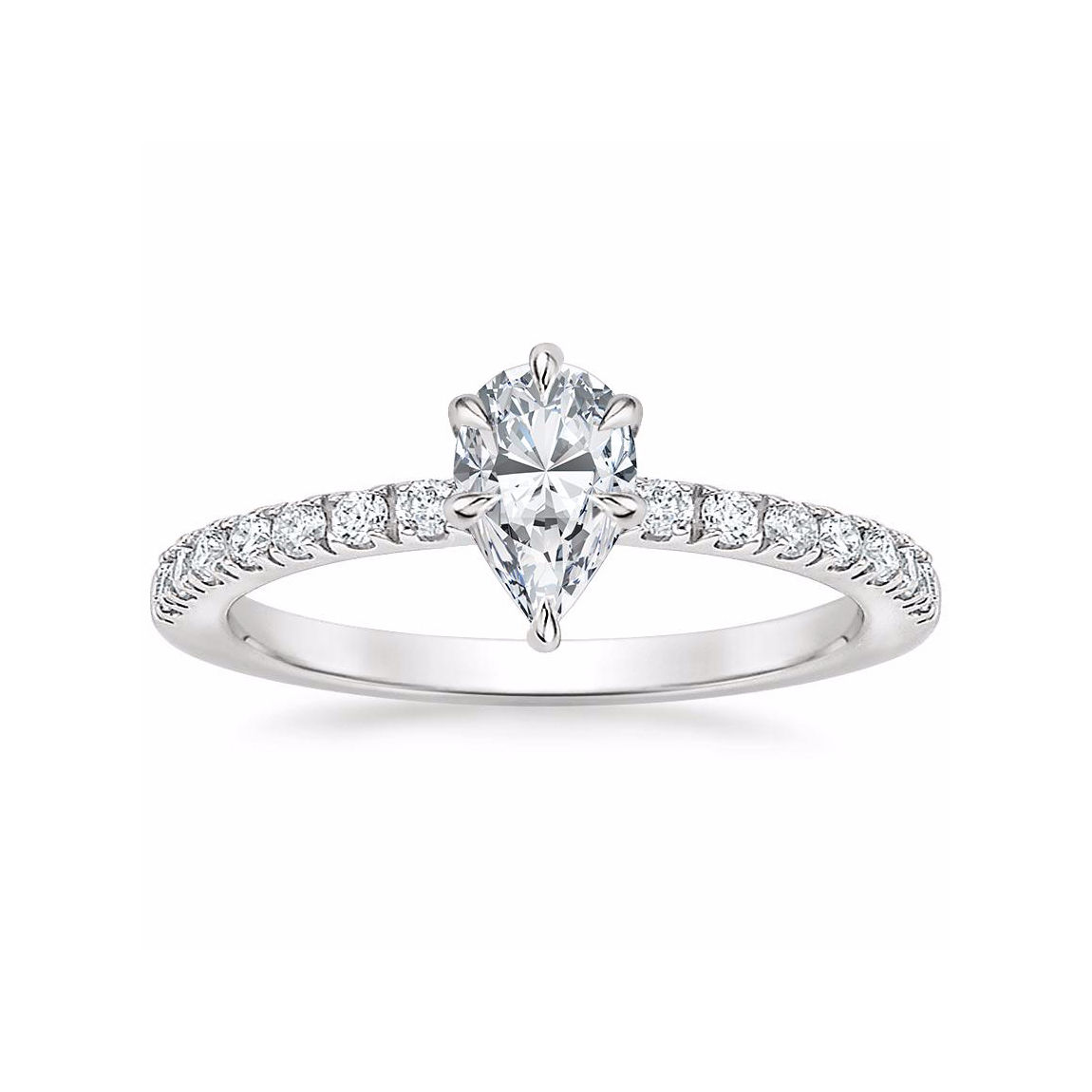 "LUNA" PEAR DIAMOND PAVÉ SOLITAIRE ENGAGEMENT RING