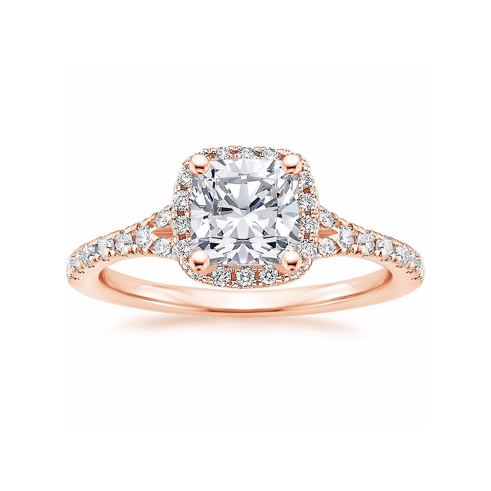 Thumbnail: "LIANE" CUSHION DIAMOND HALO SPLIT SHANK ENGAGEMENT RING