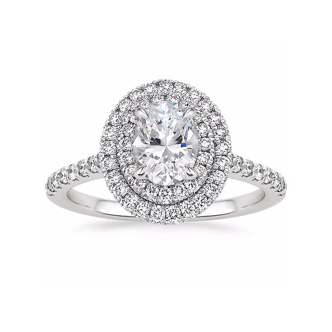 "LOUISE" OVAL DIAMOND DOUBLE HALO ENGAGEMENT RING
