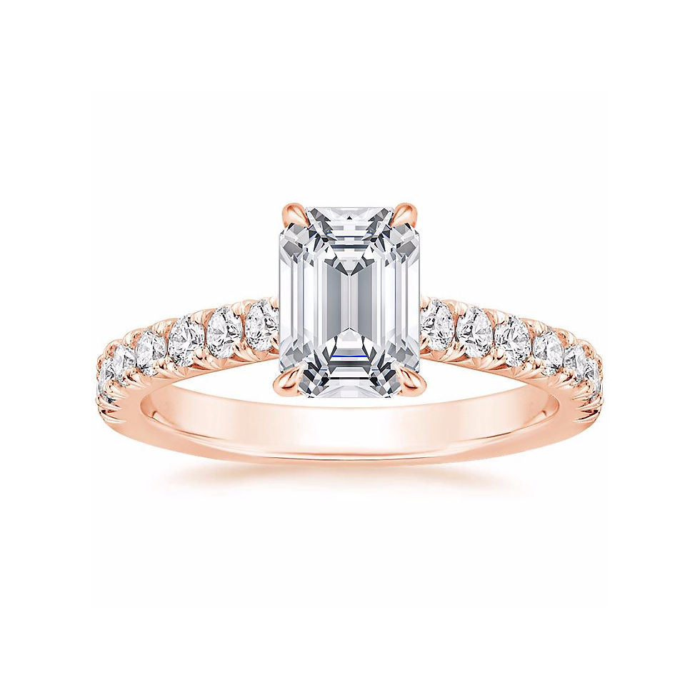 Thumbnail: Emerald Diamond Solitare Louisa Engagement Ring