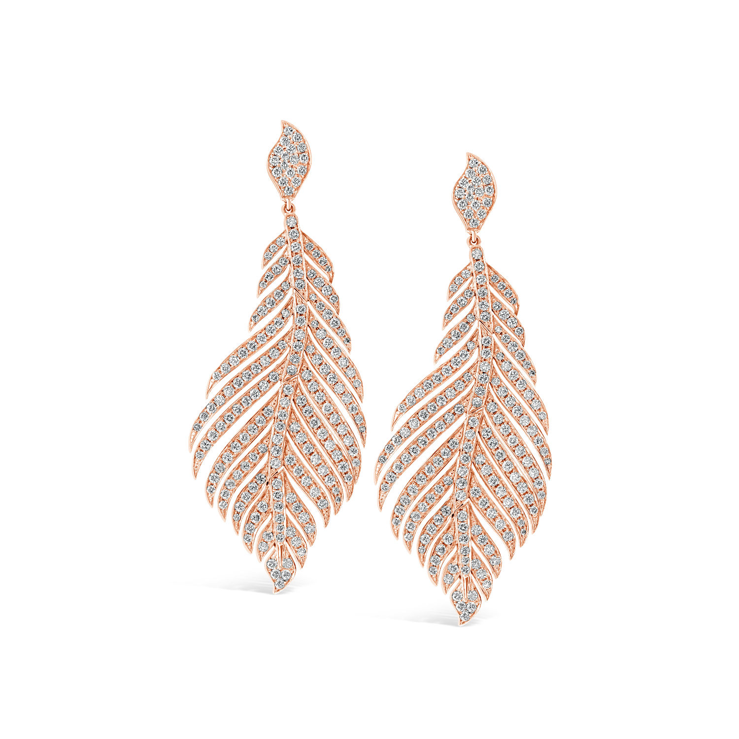 WHITE DIAMOND FEATHER EARRINGS