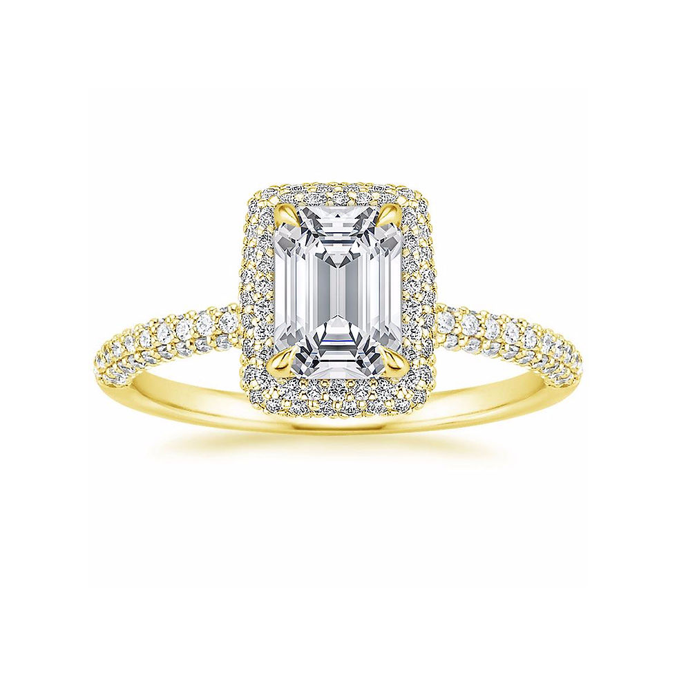 Thumbnail: "LION" EMERALD DIAMOND DOUBLE HALO ENGAGEMENT RING