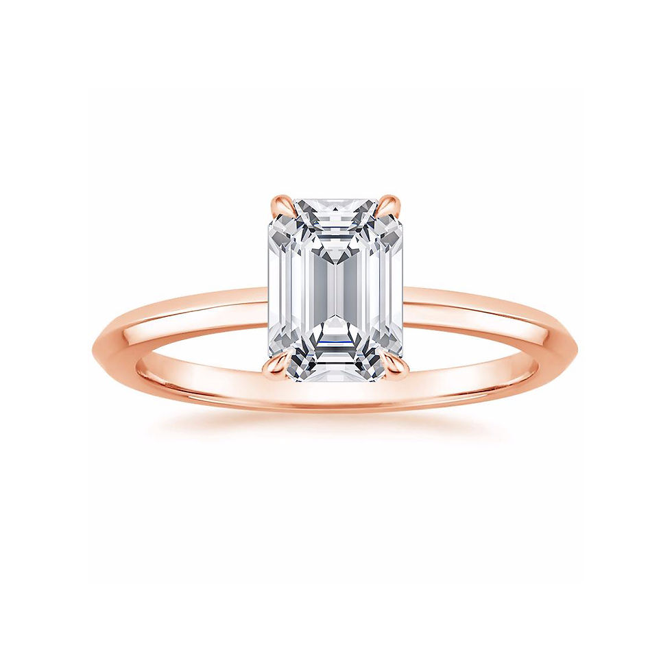 Thumbnail: "LORRAINE" EMERALD DIAMOND KNIFE EDGE ENGAGEMENT RING