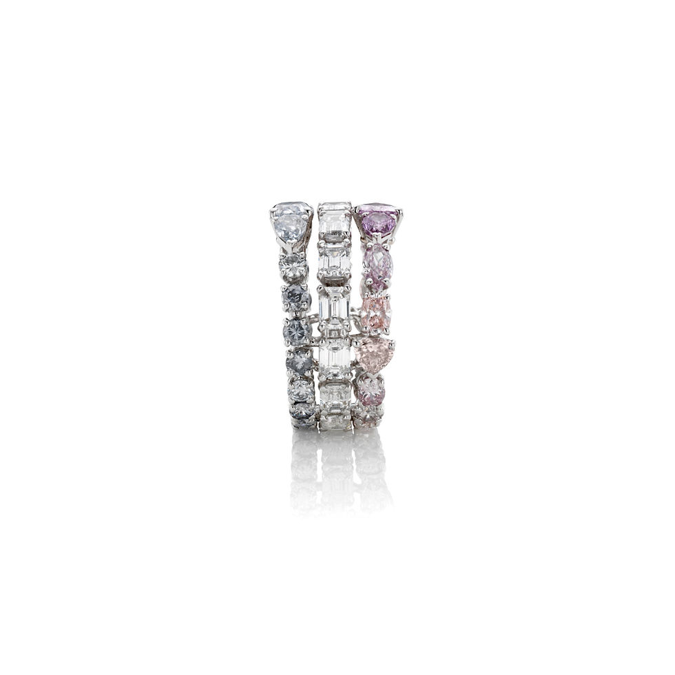 Thumbnail: "RAINBOW" WHITE, BLUE AND PINK DIAMOND RING