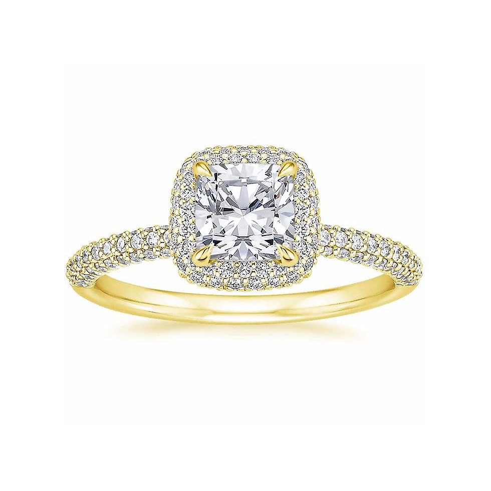 Thumbnail: "LION" CUSHION DIAMOND DOUBLE HALO ENGAGEMENT RING