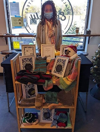 Chelle_Belle_Charlotte_artist_yarn_crochet_gift_bears_scarf_sweaters_stand.jpg