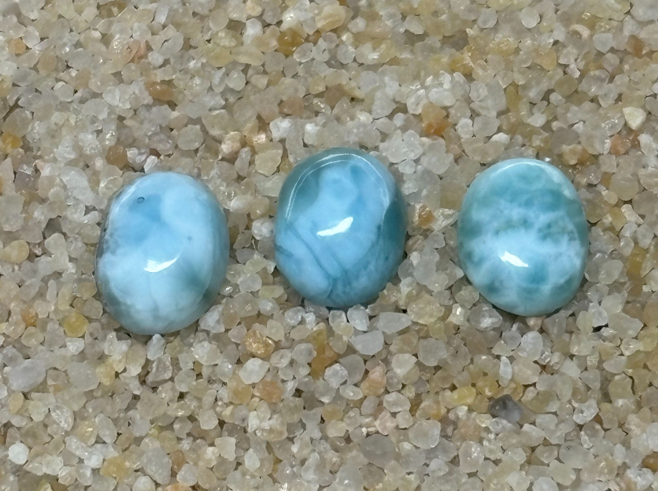 Cabochon - Larimar - Parcel of 3 stones