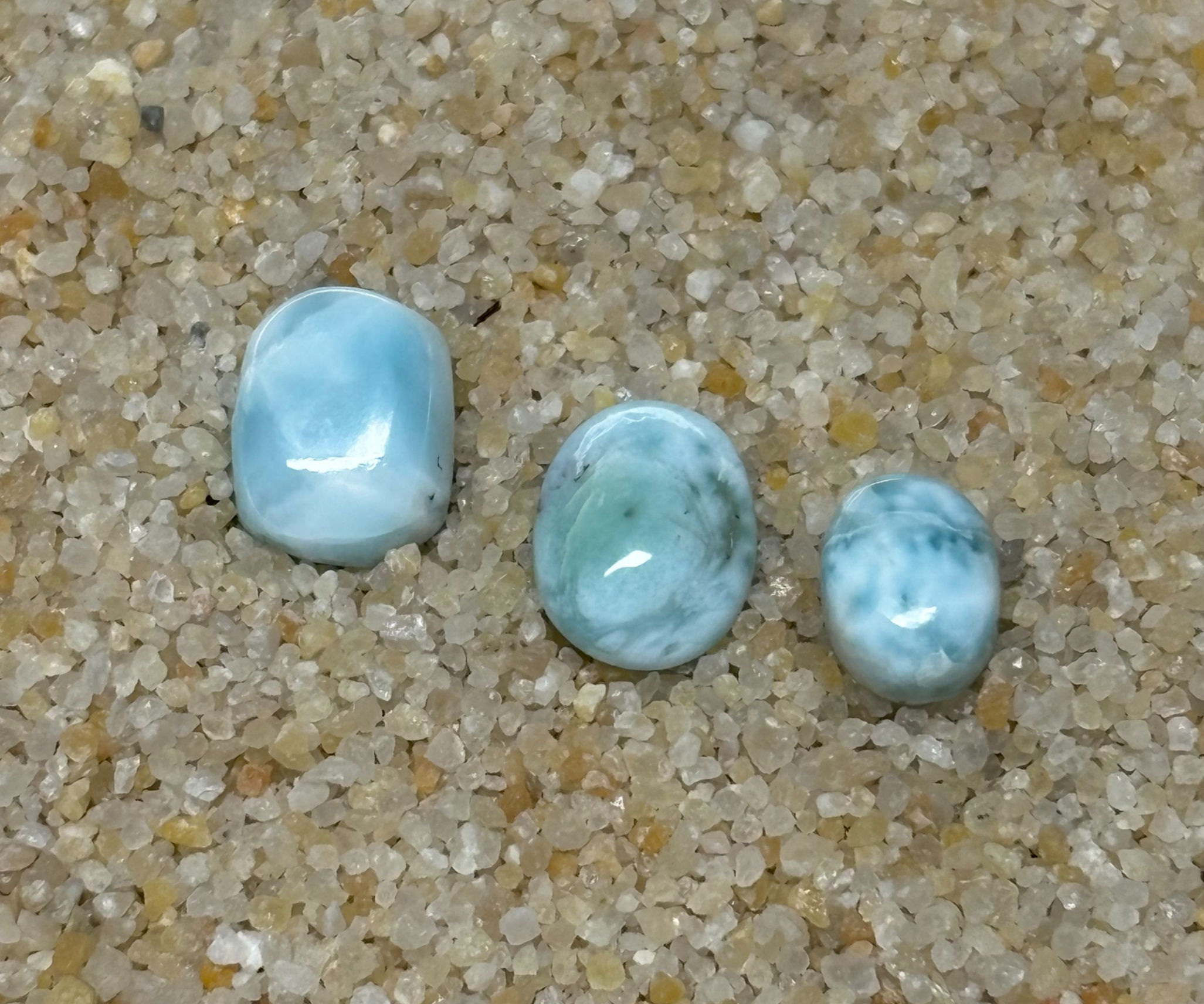 Cabochon - Larimar - Parcel of 3 stones