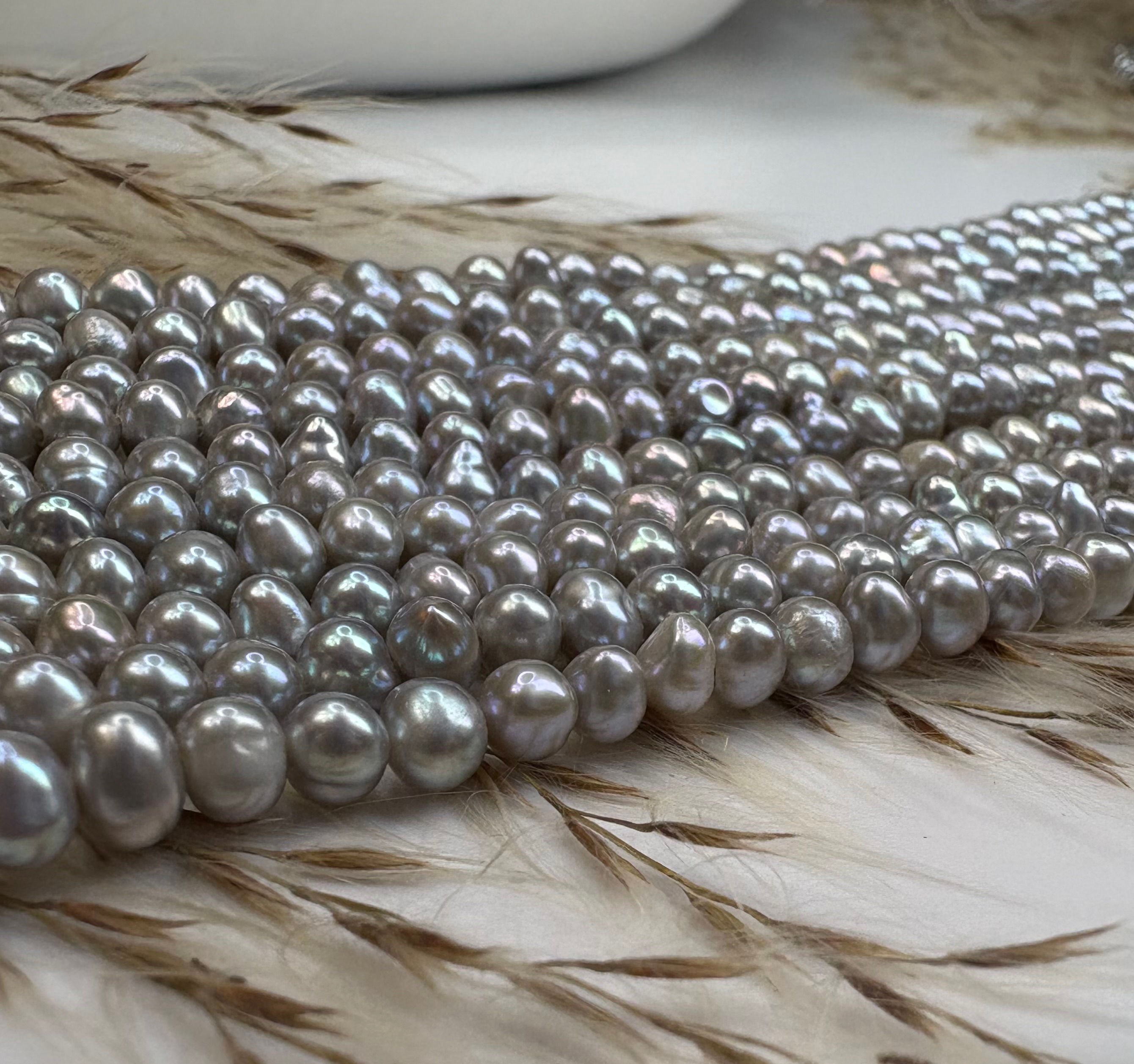 Freshwater Potato Pearl Strand - Silver - 3-4mm