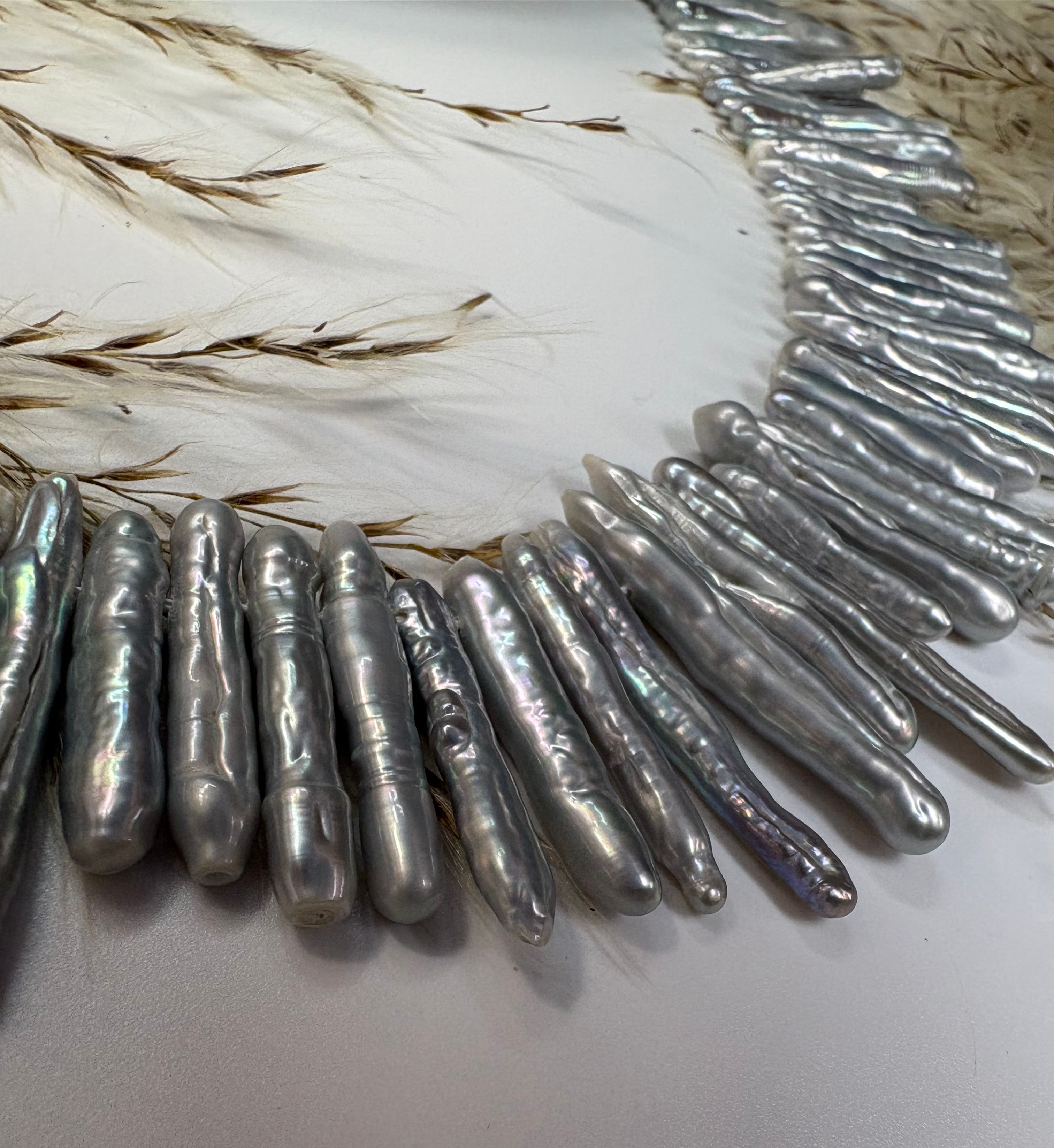 Freshwater Stick Pearl Strand - Silver